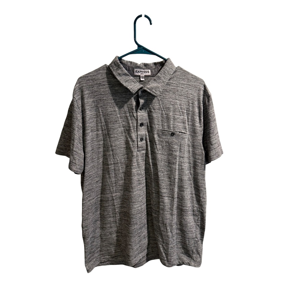 Express Mens Stretch Heathered Gray Short Sleeve Polo Shirt Size XL